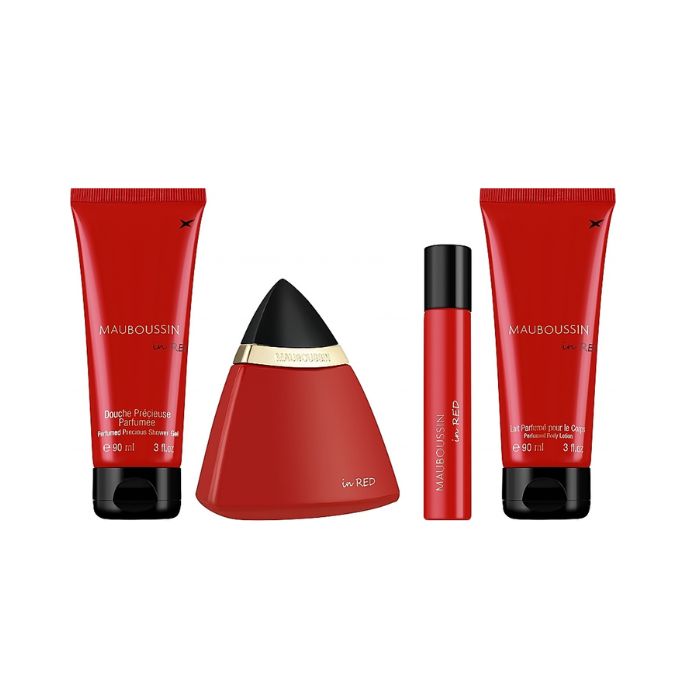 SET MAUBOUSSIN  IN RED PRESTIGE  EDP 100ML+ Shower Gel 90ML + B. Lotion 90ML + EDP 20 ML